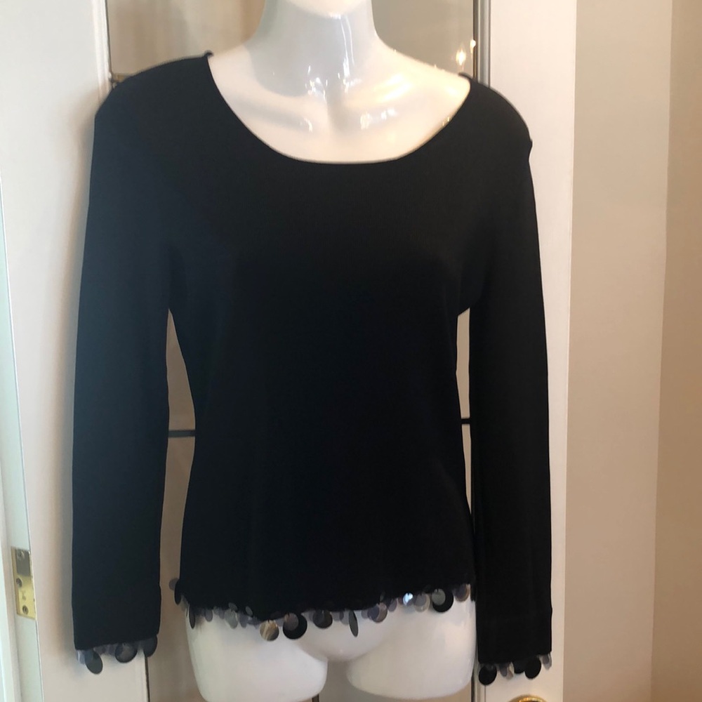 Elegant Black Top with Sequin Trim